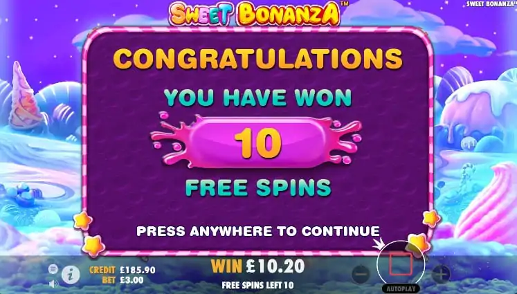 Sweet Bonanza bonuses